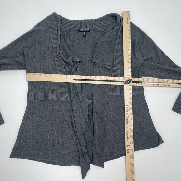 Eileen Fisher Sweater‎ Medium Petite Gray Cardigan Open Front Viscose Flowy - Picture 7 of 9